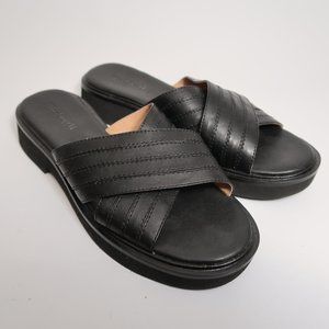 Madewell Shoes Women's 10 Black Leather Sandals The Alina Platform Slides